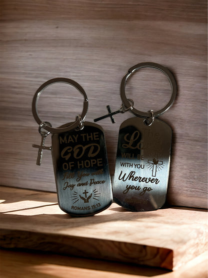 Dog Tag with Bible Verse keychain