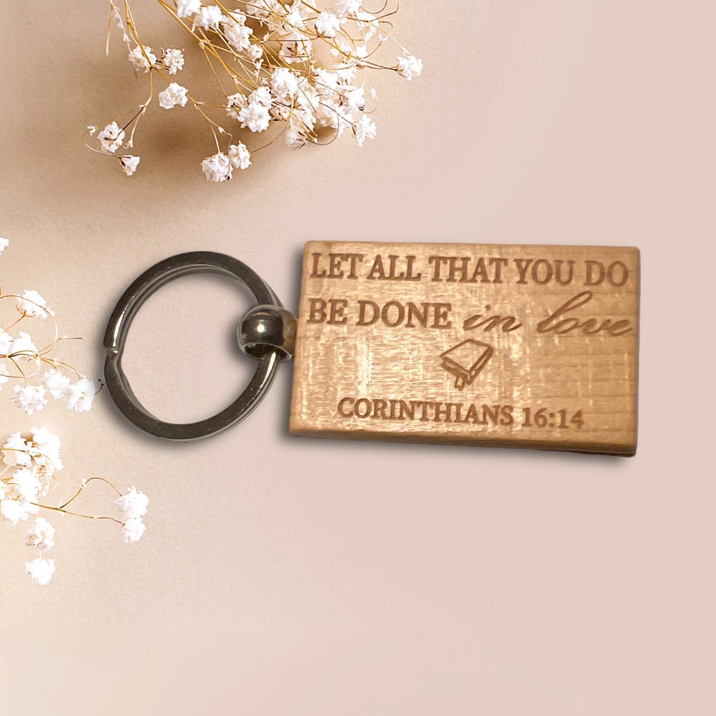 Bible verse wood key chain