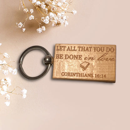 Bible verse wood key chain