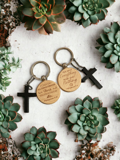 Bible verse with cross keychain