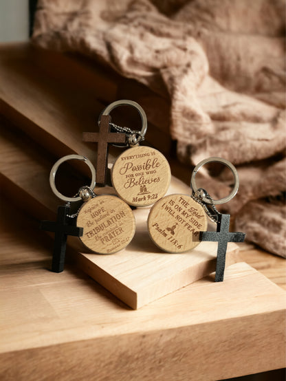 Bible verse with cross keychain